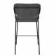 Tabouret de Comptoir Jolien Marque Woody Chaise de Bar Siège Haut en Acier Noir et Tissu Gris Foncé 48x54x89cm