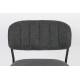 Tabouret de Comptoir Jolien Marque Woody Chaise de Bar Siège Haut en Acier Noir et Tissu Gris Foncé 48x54x89cm
