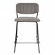 Tabouret de Comptoir Jolien Marque Woody Chaise de Bar Siège Haut en Acier Noir et Tissu Gris 48x54x89cm