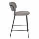 Tabouret de Comptoir Jolien Marque Woody Chaise de Bar Siège Haut en Acier Noir et Tissu Gris 48x54x89cm