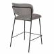 Tabouret de Comptoir Jolien Marque Woody Chaise de Bar Siège Haut en Acier Noir et Tissu Gris 48x54x89cm