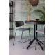 Tabouret de Comptoir Jolien Marque Woody Chaise de Bar Siège Haut en Acier Noir et Tissu Gris Foncé 48x54x89cm