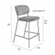 Tabouret de Comptoir Jolien Marque Woody Chaise de Bar Siège Haut en Acier Noir et Tissu Gris Foncé 48x54x89cm