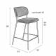 Tabouret de Comptoir Jolien Marque Woody Chaise de Bar Siège Haut en Acier Noir et Tissu Gris 48x54x89cm
