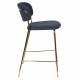 Tabouret de Comptoir Jolien Marque Woody Chaise de Bar Siège Haut en Acier Or et Tissu Bleu Foncé 48x54x89cm