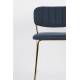 Tabouret de Comptoir Jolien Marque Woody Chaise de Bar Siège Haut en Acier Or et Tissu Bleu Foncé 48x54x89cm
