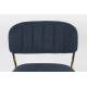 Tabouret de Comptoir Jolien Marque Woody Chaise de Bar Siège Haut en Acier Or et Tissu Bleu Foncé 48x54x89cm