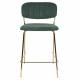 Tabouret de Comptoir Jolien Marque Woody Chaise de Bar Siège Haut en Acier Or et Tissu Vert Foncé 48x54x89cm