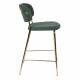 Tabouret de Comptoir Jolien Marque Woody Chaise de Bar Siège Haut en Acier Or et Tissu Vert Foncé 48x54x89cm