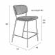Tabouret de Comptoir Jolien Marque Woody Chaise de Bar Siège Haut en Acier Or et Tissu Bleu Foncé 48x54x89cm