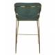 Tabouret de Comptoir Jolien Marque Woody Chaise de Bar Siège Haut en Acier Or et Tissu Vert Foncé 48x54x89cm