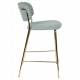 Tabouret de Comptoir Jolien Marque Woody Chaise de Bar Siège Haut en Acier Or et Tissu Vert Clair 48x54x89cm
