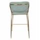 Tabouret de Comptoir Jolien Marque Woody Chaise de Bar Siège Haut en Acier Or et Tissu Vert Clair 48x54x89cm