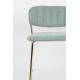 Tabouret de Comptoir Jolien Marque Woody Chaise de Bar Siège Haut en Acier Or et Tissu Vert Clair 48x54x89cm