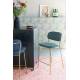 Tabouret de Comptoir Jolien Marque Woody Chaise de Bar Siège Haut en Acier Or et Tissu Vert Foncé 48x54x89cm