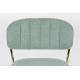 Tabouret de Comptoir Jolien Marque Woody Chaise de Bar Siège Haut en Acier Or et Tissu Vert Clair 48x54x89cm
