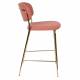 Tabouret de Comptoir Jolien Marque Woody Chaise de Bar Siège Haut en Acier Or et Tissu Rose 48x54x89cm