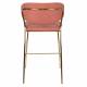 Tabouret de Comptoir Jolien Marque Woody Chaise de Bar Siège Haut en Acier Or et Tissu Rose 48x54x89cm