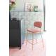 Tabouret de Comptoir Jolien Marque Woody Chaise de Bar Siège Haut en Acier Or et Tissu Rose 48x54x89cm