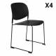 Chaise Stacks Noir Woody Siège de Table Assise de Séjour Chaise Empilable en Acier et Plastique 48,5x52,5x80cm