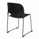 Chaise Stacks Noir Woody Siège de Table Assise de Séjour Chaise Empilable en Acier et Plastique 48,5x52,5x80cm