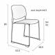Chaise Stacks Noir Woody Siège de Table Assise de Séjour Chaise Empilable en Acier et Plastique 48,5x52,5x80cm