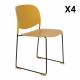 Lot de 4 Chaises Stacks Ocres Woody Sièges de Table Assises Chaises Empilables en Acier et Plastique 48,5x52,5x80cm
