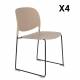 Lot de 4 Chaises Stacks Beiges Woody Sièges de Table Assises Chaises Empilables en Acier et Plastique 48,5x52,5x80cm