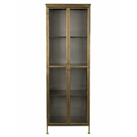 Armoire Gertlush Dutchbone Vitrine Vaisselier Meuble de Rangement Vitré en Métal Teinté Laiton et Verre 41,5x63,5x184cm