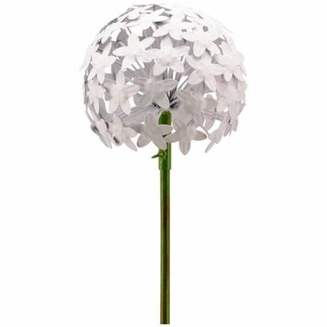 Fleur d'Allium sur Tige Décoration Florale pour Jardin Massif ou Pot de Fleur en Métal Patiné Blanc 16x16x111cm