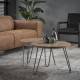 Table Basse Modulable Marque Hinsk Consoles d'Appoint Bout de Canapé 2 Pièces en Acier et Bois 45x60x96cm
