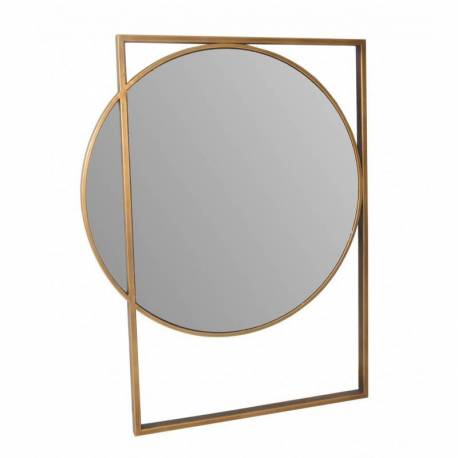 Miroir Inclus Athezza Glace Ronde Cadre Vertical en Métal Doré 2x46,5x60cm
