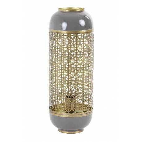Lampe de Table ROHIT Luminaire d'Appoint en Métal Vert Olive et Doré 17x17x44cm