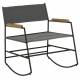Fauteuil à Bascule Edmond Rocking Chair Design Athezza en Bois Métal et Tissu Gris 60x73x76cm