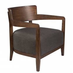 Fauteuil Long Duran Gris Dutchbone Assise Siège de Salon Vintage en Bois et Tissu 66x68x71cm