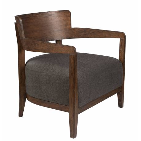 Fauteuil Long Duran Gris Dutchbone Assise Siège de Salon Vintage en Bois et Tissu 66x68x71cm