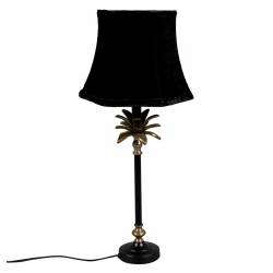 Lampe de Table Cresta Dutchbone Lampe Luminaire Eclairage en Aluminium Noir et Velours 10x11x39cm