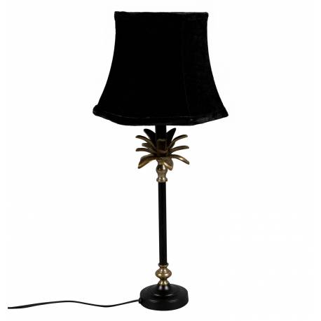 Lampe de Table Cresta Dutchbone Lampe Luminaire Eclairage en Aluminium Noir et Velours 10x11x39cm