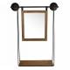 Etagère Miroir Mural Trumeau Glace Rectangle en Bois et Métal Noir 17x40,5x67cm