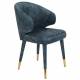 Chaise Lunar Velours Pétrole Dutchbone Siège de Table Assise de Salle à Manger Design en Velours et Acier 52x59x80cm