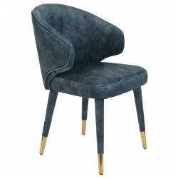Chaise Lunar Velours Pétrole Dutchbone Siège de Table Assise de Salle à Manger Design en Velours et Acier 52x59x80cm