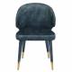 Chaise Lunar Velours Pétrole Dutchbone Siège de Table Assise de Salle à Manger Design en Velours et Acier 52x59x80cm