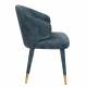 Chaise Lunar Velours Pétrole Dutchbone Siège de Table Assise de Salle à Manger Design en Velours et Acier 52x59x80cm