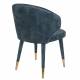 Chaise Lunar Velours Pétrole Dutchbone Siège de Table Assise de Salle à Manger Design en Velours et Acier 52x59x80cm