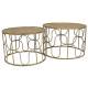 Lot de 2 Tables Basses Consoles Guéridons Mobilier de Salon en Métal Doré 2 Tailles