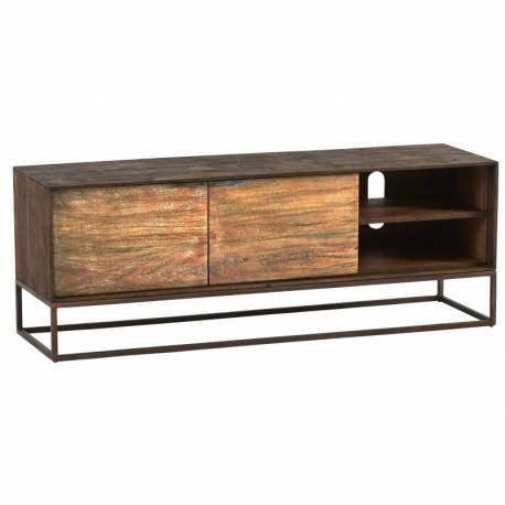 Meuble TV Agra Athezza Console Télé en Bois et Métal 35x45x145cm