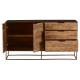 Buffet Agra 2 Portes 3 Tiroirs Athezza Bahut Rangement Séjour en Bois et Métal 45x80x150cm