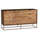 Buffet Agra 2 Portes 3 Tiroirs Athezza Bahut Rangement Séjour en Bois et Métal 45x80x150cm