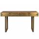 Console Volan Dutchbone Desserte Table d'Appoint en Métal Laiton et Manguier Massif 50x76x140cm