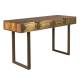 Console Volan Dutchbone Desserte Table d'Appoint en Métal Laiton et Manguier Massif 50x76x140cm